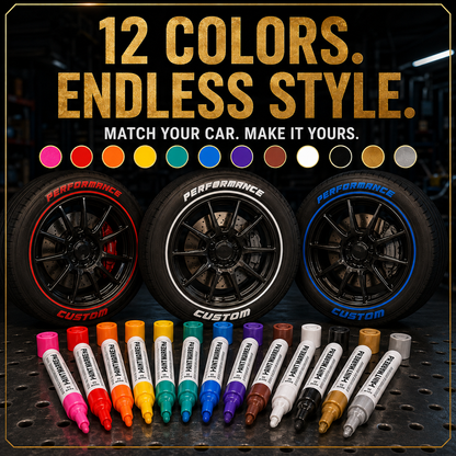 🥳2026 HOT SALE🥳💞50K+ SOLD! ✏️🔧 50% OFF! Oil-Based Waterproof Tire Marker Pen – 12 vibrant colors, waterproof & fade‑resistant. Perfect for tires, metal, glass & DIY crafts – bold marks that last! 🎨🚗