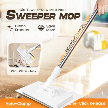 🔥 50% OFF!! ✨🧹🏆#1 Best Seller ⏰💕🌟Flat Mop with Stainless Steel Handle, come with Reusable Washable Mop Cloths