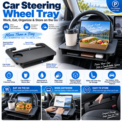 2-in-1 Car Steering Wheel Tray & Seat Gap Filler