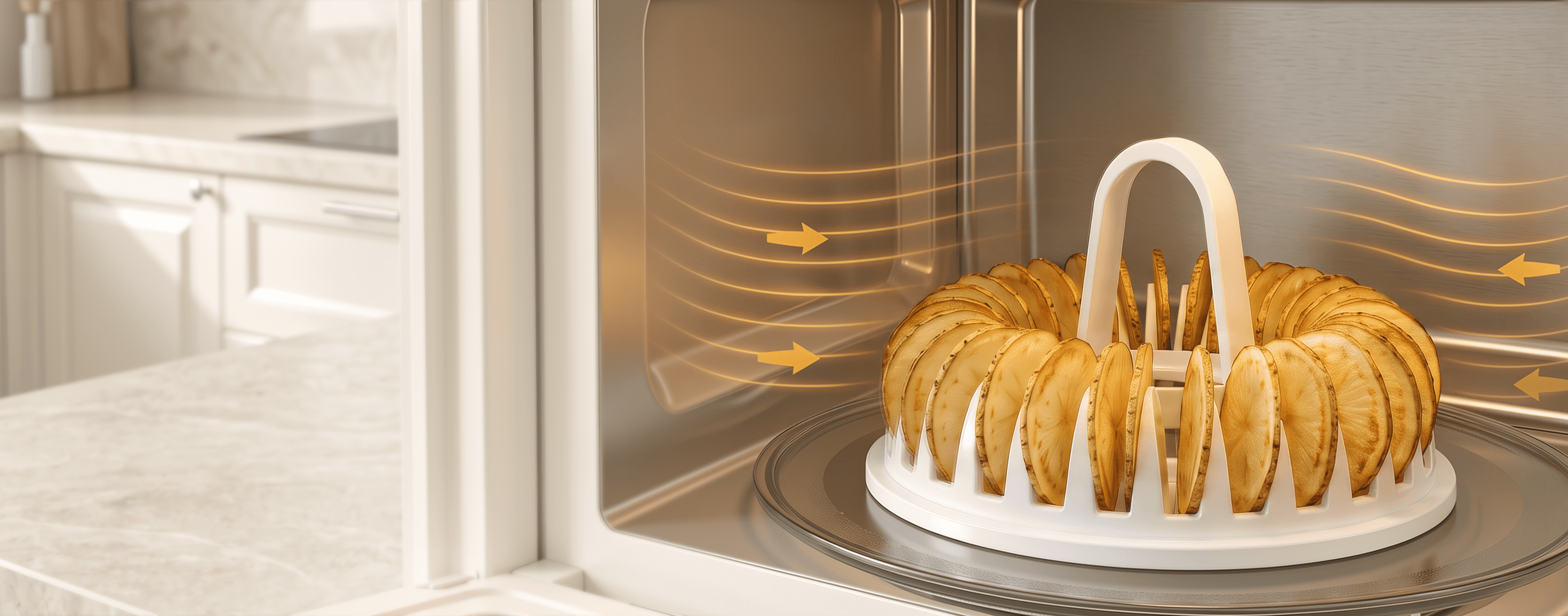 Upright microwave rack for even crisping