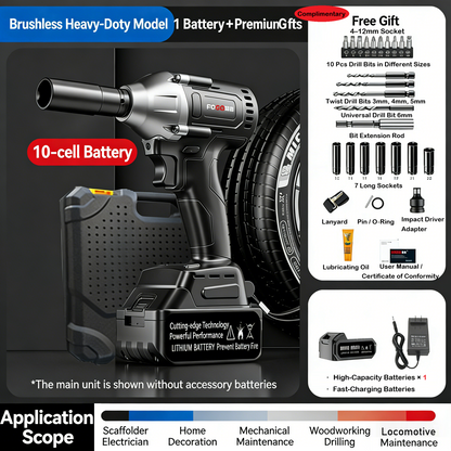 🔧50% OFF!⚡Cordless Brushless Impact Wrench 1/2 Inch, High Torque, 2x Battery Fast Charger🛠️