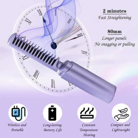 ⏳Time-Limited Special⏰ 49% OFF💇‍♀️Portable Cordless Hair Straightening Comb(🎁V-Shaped Hair Straightening Comb)