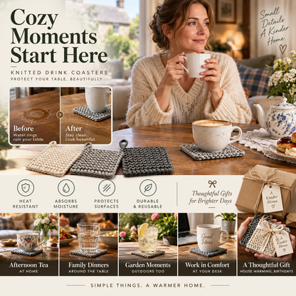 Hand-woven coaster—solid-color cotton rope square heat-resistant mat for teacups and plates.