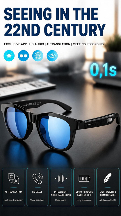 📢📢50% OFF !!!⏰AI smart glasses with ChatGPT, 8 MP camera and HD 1200P 4K video recording, real-time translation in over 160 languages, Bluetooth 5.4, HiFi audio and music control, smart sunglasses with video recording for on the go