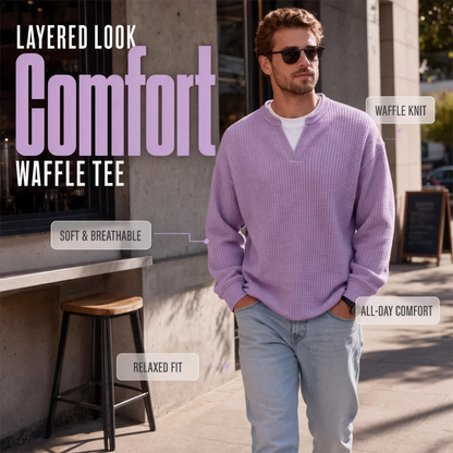 ✨ 50% OFF – Men's Layered-Look Waffle T-Shirt | Comfortable everyday style with elegant texture 👚