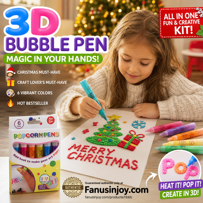 🔮Magic Pen – Draw 3D with one stroke!🎄 DIY Bubble Popcorn Drawing Pens
