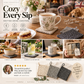 Hand-woven coaster—solid-color cotton rope square heat-resistant mat for teacups and plates.