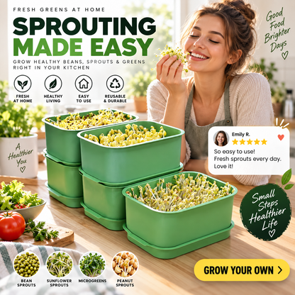 🌱 Stackable Bean Sprout Grower Box with Lid