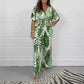 🔥50% Off🍃Women's Summer Fashion Leaf Print Plus Size Bodysuit with Elastic Waist