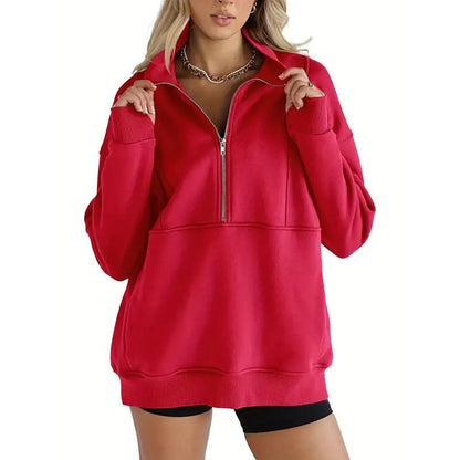 Women's Casual Lapel Half Zip Tops