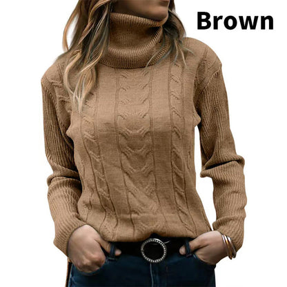 Women’s Solid Long Sleeve Knitted Turtleneck Sweater