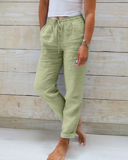 🌸LAST DAY SPECIAL PRICE: 🔥￡17.99!!🔥🌸Women's  Elastic Waist Cotton Linen Casual Pants