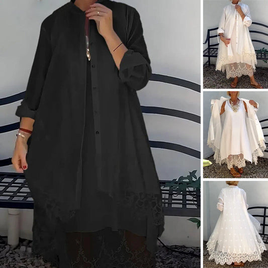 ⏳Time-limited Special⏰Women’s Sleeveless Dress & Lace Cardigan Set