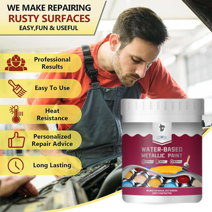 🥳2026 HOT SALE🥳💞50K+ SOLD!🚨✨ 50% OFF! Rust Converter Metallic Paint – One coat stops rust, no sanding, no fumes. Dries to a sleek metal finish. Perfect for garden tools & gates. 🔨🛡️