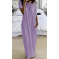 🔥Last Day Promotion 50% OFF✨💃Women's Summer Casual Loose Solid Color Short-Sleeve Long Dress