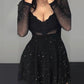 Starry Night Sparkle Party Dress with Lace Bodice