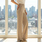 Women's High-Waist Wide-Leg Solid Color Trousers