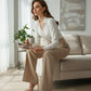 Women's High-Waist Wide-Leg Solid Color Trousers