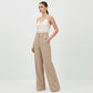 Women's High-Waist Wide-Leg Solid Color Trousers