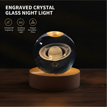 Engraved Crystal Glass Ball Night Light