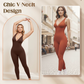 💞50K+ SOLD!🌸🦋High-Stretch V-Neck Jumpsuit – All-day ease for fitness & beyond. Breathable, flexible & effortlessly chic. Your go-to for movement. 🧘‍♀️💫
