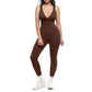 💞50K+ SOLD!🌸🦋High-Stretch V-Neck Jumpsuit – All-day ease for fitness & beyond. Breathable, flexible & effortlessly chic. Your go-to for movement. 🧘‍♀️💫