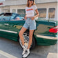 Women's Classic Solid Color High-Waist Shorts
