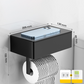 Toilet paper holder with shelf and storage compartment – drill-free installation