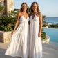 👗 🌞 Halter Backless Tiered Maxi – Deep V, Adjustable & Flowy Boho (Black/White/Yellow) 🏖️