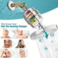 A 20-stage filtration system removes chlorine and harmful substances, providing softened water for bathroom shower heads.