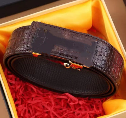 Genuine leather belt for men with automatic buckle, high quality and premium grade.