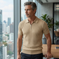Men's Short Sleeve Ribbed Knit Zip-Up Shirt
