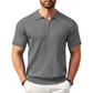 Men's Short Sleeve Ribbed Knit Zip-Up Shirt