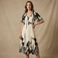 👗50% OFF NOW!🌸Women's Botanical Print Midi Dress – V-Neck, A-Line & Flutter Sleeves🌿