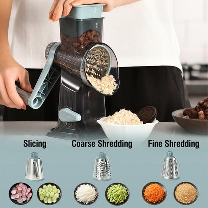 🔥3-in-1 Rotary Vegetable Slicer with Suction Base – Fast Prep, Safe & Mess-Free