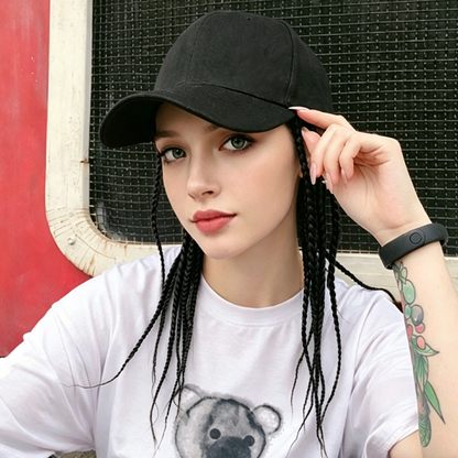 🧢 50% OFF NOW! 🌬️ Baseball Cap with Attached Braids – 2-in-1 Hat & Wig, Realistic Style & Adjustable Fit ✨
