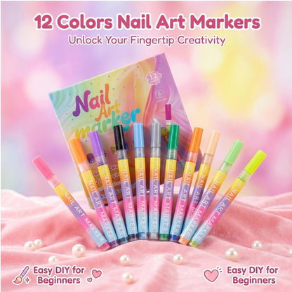 🖌️ Last Day Special Price £8.99 ! 🔥Buy more Save more🎁12-Color Nail Art Marker Pen Set