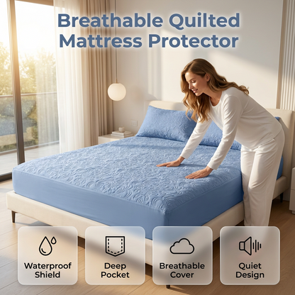 🥳2026 HOT SALE🥳💞50K+ SOLD!❄️💧 55% OFF! Quilted Waterproof Fitted Mattress Protector