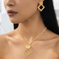 ✨Elegant Geometric Necklace & Earring Set | Premium Gold-Plated Flat Snake Chain Jewellery for Women 🔶