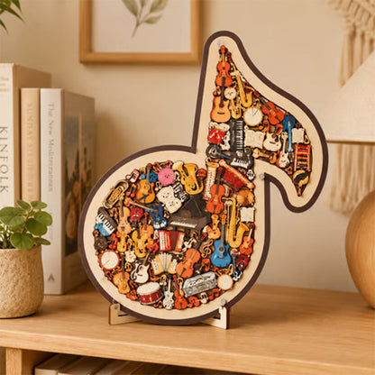 🎼 Musical Note Wooden Jigsaw Puzzle — Unique Design, Perfect Gift for Music Enthusiasts