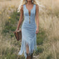 👗Retro Western Cowgirl Sleeveless Slim Midi Dress, Front Zipper Fringe Hem Vintage Suede-Look Bodycon Dress for Country Concert Vacation