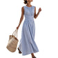 🎁New Arrivals 50% OFF💥Women Casual Striped Maxi Dress Sleeveless🎀👗