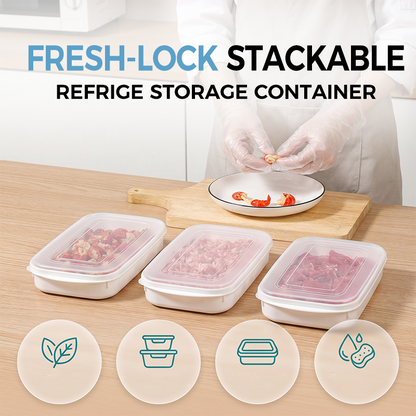 Stackable Fridge Storage Container with Lid🔥50% OFF Limited Time Deal⏳ Airtight Organizer To Save Refrigerator Space & Keep Food Fresh