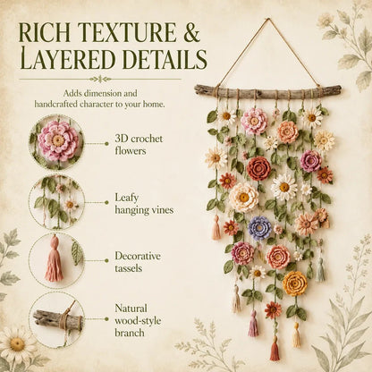 🌸Crochet Flower Wall Hanging Decor Handmade🌸Handcrafted Items from the School for Middle-Aged and Elderly Artisans