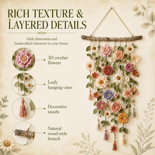 🌸Crochet Flower Wall Hanging Decor Handmade🌸Handcrafted Items from the School for Middle-Aged and Elderly Artisans
