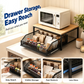 🍳🏠 LIMITED-TIME 50% OFF! 2-Tier Microwave & Coffee Station Organizer – Slide-Out Storage Drawer, Space-Saving Design & Sturdy Iron-Wood Build ✨