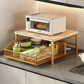 🍳🏠 LIMITED-TIME 50% OFF! 2-Tier Microwave & Coffee Station Organizer – Slide-Out Storage Drawer, Space-Saving Design & Sturdy Iron-Wood Build ✨