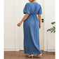 Women's Tie-Front V-Neck Denim Maxi Dress 🌸 Cinched Waist, Flowing Length – A Denim Dream for Sunny Days ✨