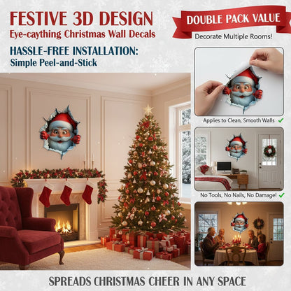 🎄❄️ Early Christmas Sale – 50% OFF!! 🎅 "Santa’s Surprise" 3D Wall Decals