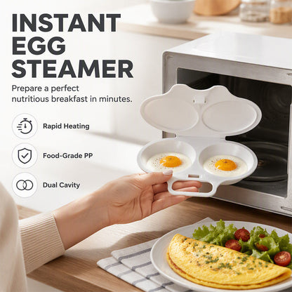 🥚 50% OFF + BUY 1 GET 1 FREE! Dual Cavity Microwave Egg Poacher – Quick oil‑free cooking, food‑grade PP & versatile. Perfect for busy mornings – healthy breakfast in minutes! ⚡🍳